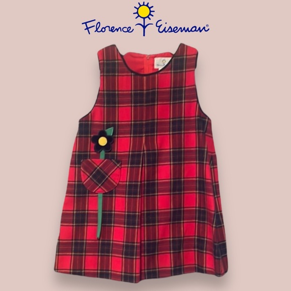 Florence Eiseman Vintage 1960’s Toddler Christmas Plaid Jumper Dress